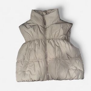 H&M Women's Puffer Vest - tan / cream color